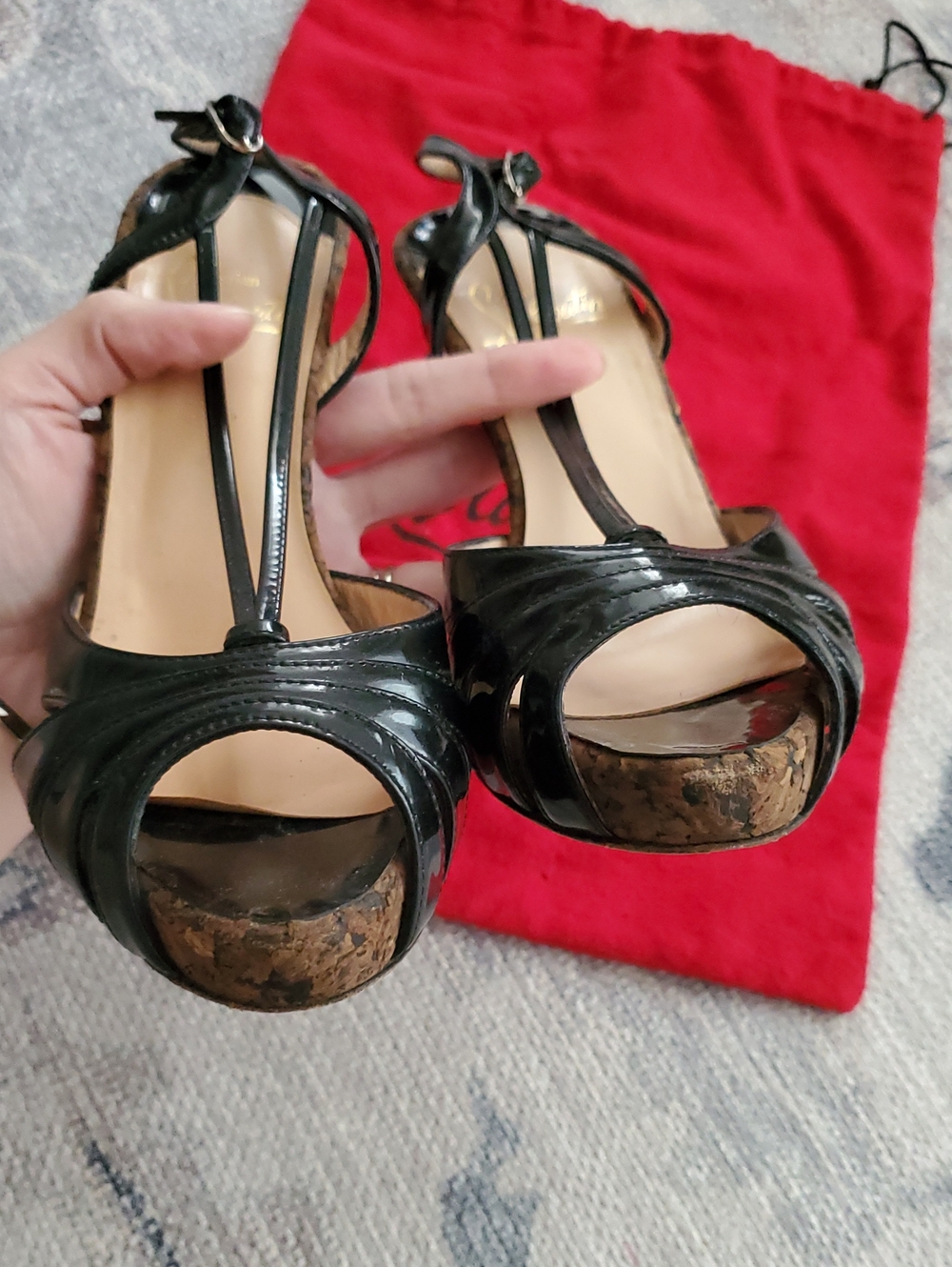 Christian Louboutin Activa Patent Black Stilleto Heels Shoes And Dust Bag Sz38/8 - Picture 13 of 14